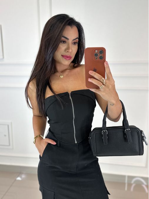 Blusa Zíper Úrsula Preto - Loja La Mina 