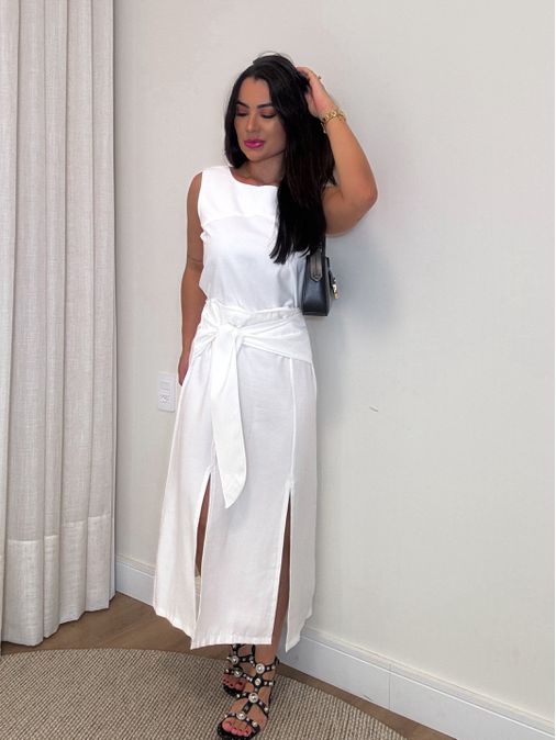 Conjunto Midi Saia Tulum Branco - Loja La Mina 