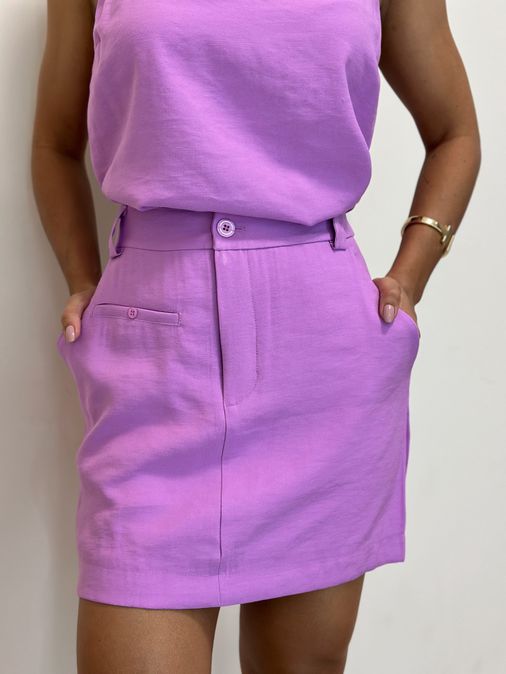 Saia Viscolinho Bruna Lavanda - Loja La Mina 