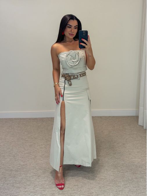 Conjunto Saia Marina Areia - Loja La Mina 