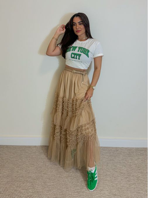 Saia Tule Veneza Cappuccino - Loja La Mina 