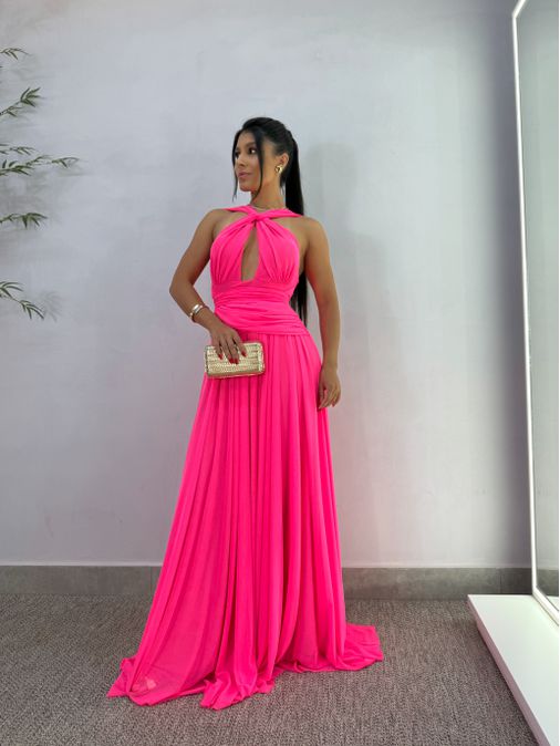 Vestido Festa Tule Rosa - Loja La Mina 