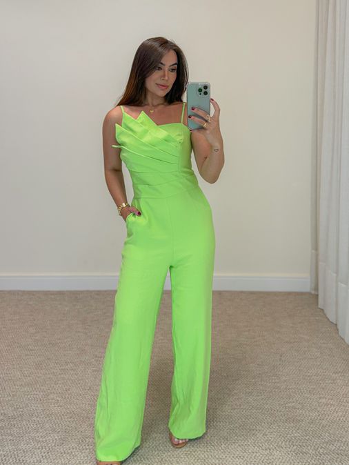 Macacão Assimétrico Janaína Verde - Loja La Mina 