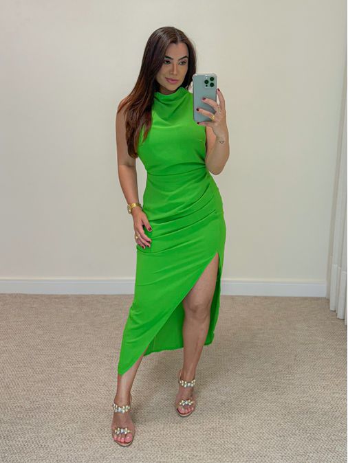 Vestido Midi Fabricia Verde - Loja La Mina 