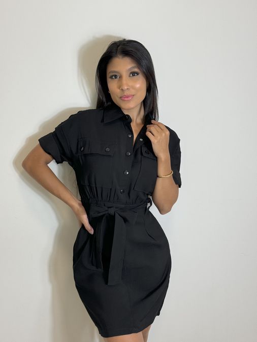 Vestido Botões Preto - Loja La Mina 