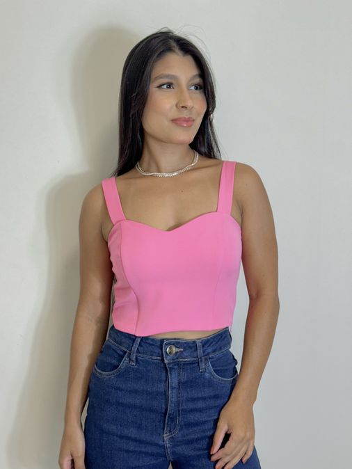 Cropped Alça Daniele Rosa - Loja La Mina 