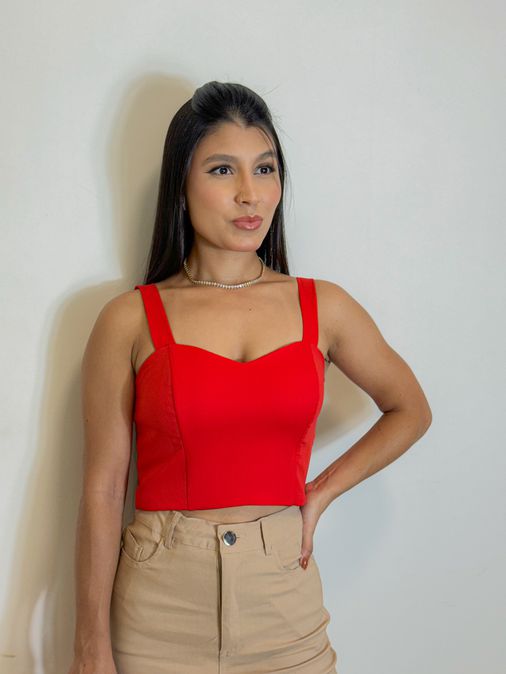 Cropped Alça Daniele Vermelho - Loja La Mina 
