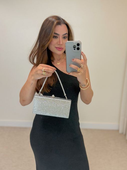 Clutch Brilho Prata - Loja La Mina 