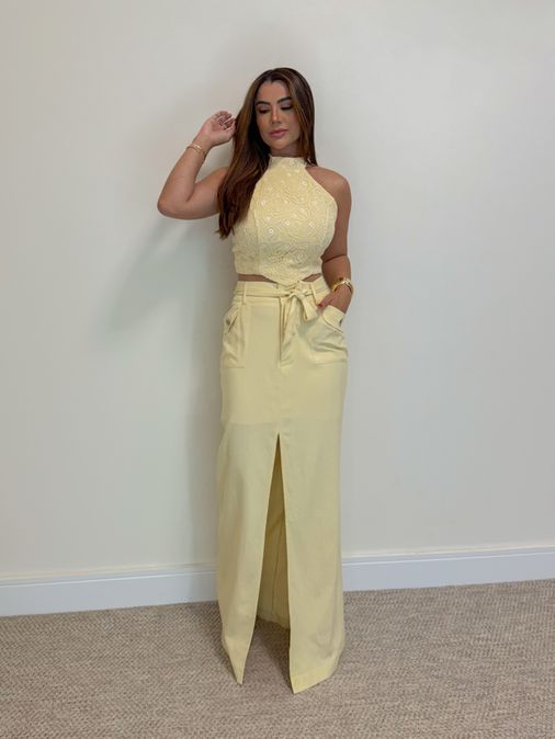 Conjunto Saia Mayra Manteiga - Loja La Mina 