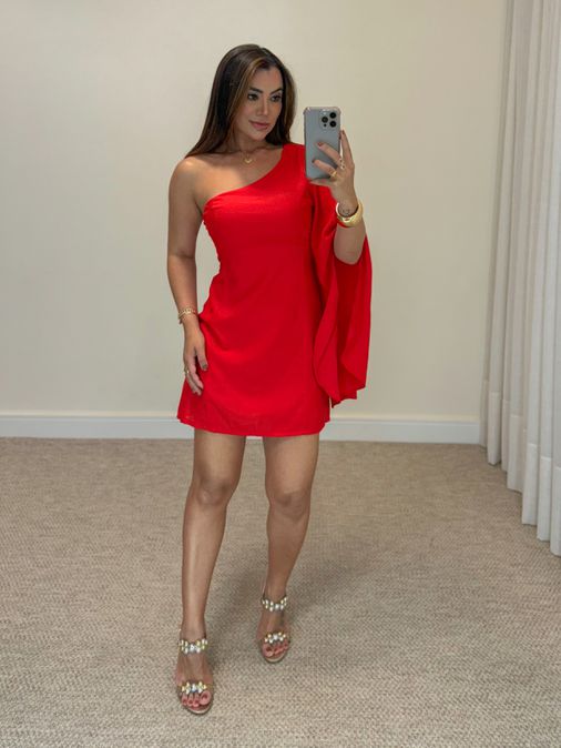 Vestido Manga Monique Vermelho - Loja La Mina 