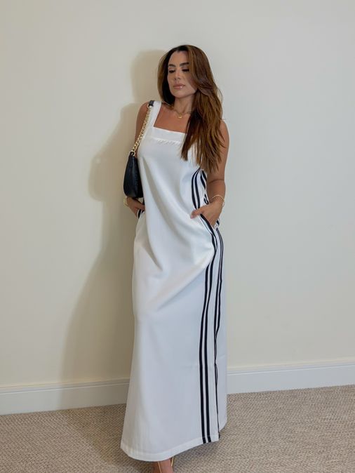 Vestido Midi Alça Elen Branco - Loja La Mina 