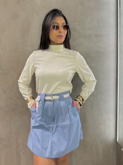 Blusa Manga Longa Elisa Creme - Loja La Mina 