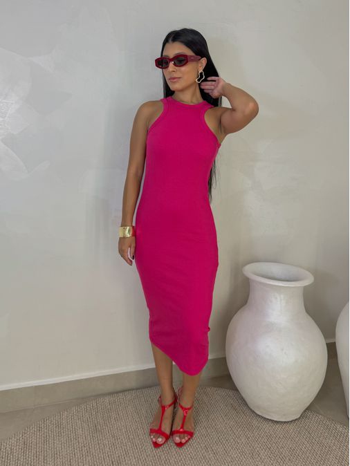 Vestido Canelado Portugal Pink - Loja La Mina 