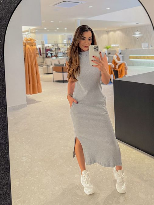 Vestido Canelado Muscle Tee Mescla - Loja La Mina 