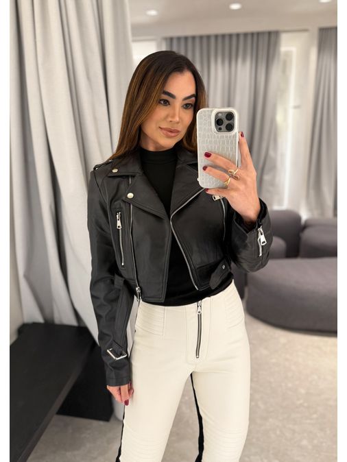 Jaqueta Couro Fake Londres Preto - Loja La Mina 