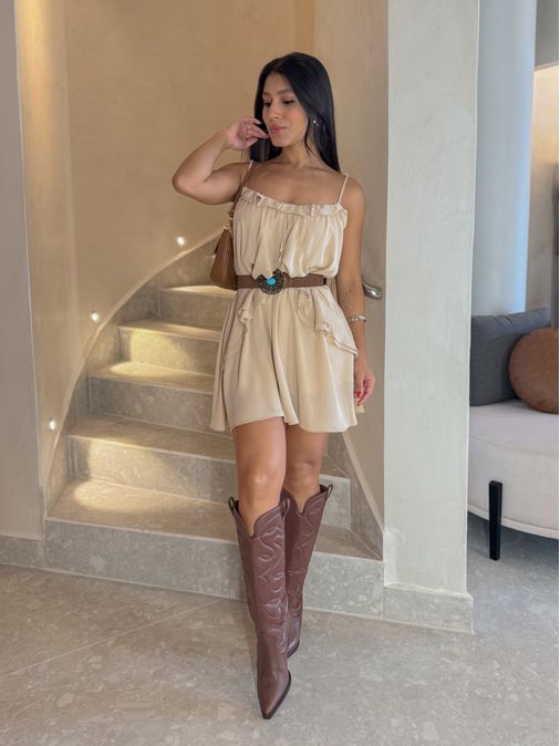 Vestido Bata Carla Areia - Loja La Mina 