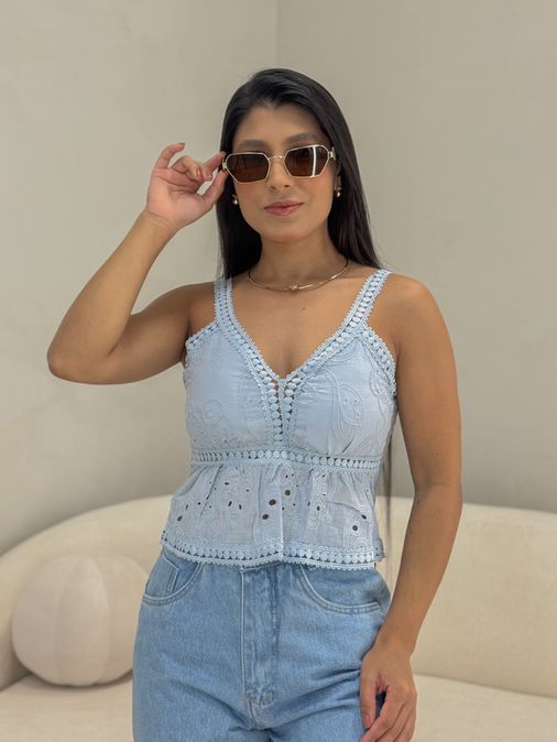 Blusa Alcinha Laise Azul - Loja La Mina 