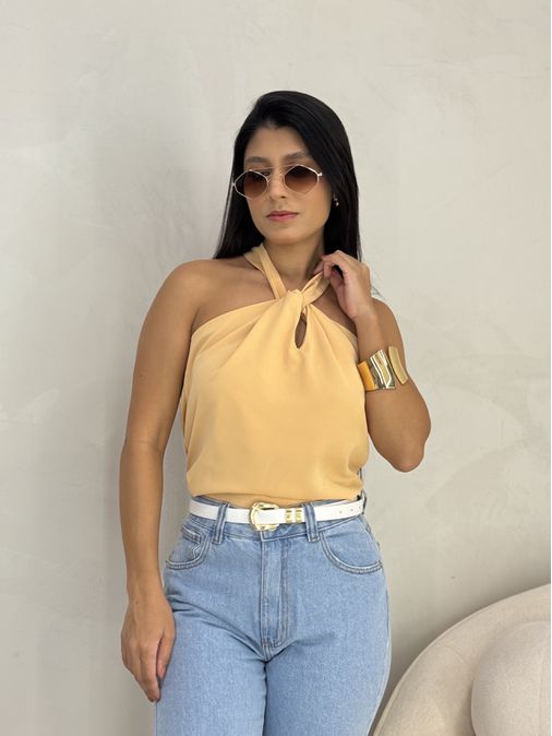 Blusa Detalhe Nó Cappuccino - Loja La Mina 