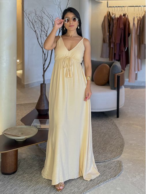 Vestido Liso Ibiza Areia - Loja La Mina 