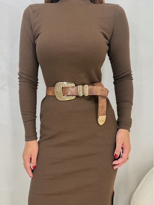 Cinto Fivela Metal Café - Loja La Mina 