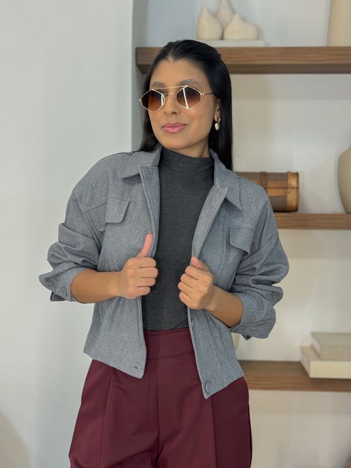 Jaqueta Bolso Anastacia Cinza - Loja La Mina 