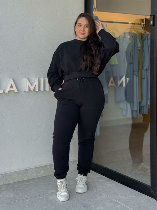 Conjunto Moletom Jogger Preto - Loja La Mina 