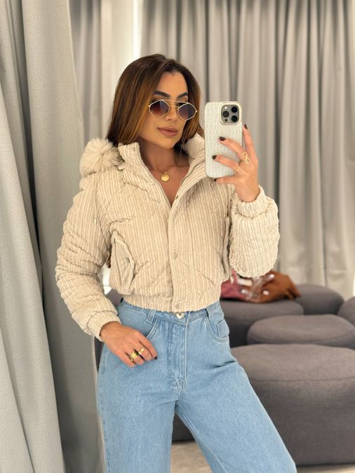 Casaco Pelo Fiorella Areia - Loja La Mina 