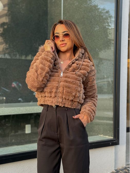 Casaco Dupla Face Dominique Marrom - Loja La Mina 