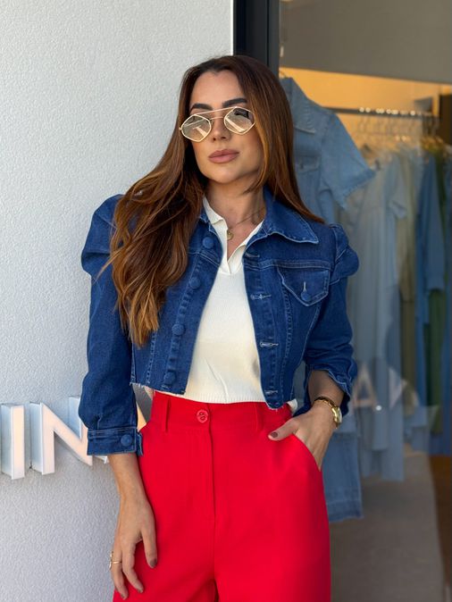 Jaqueta Jeans Livia Escura - Loja La Mina 