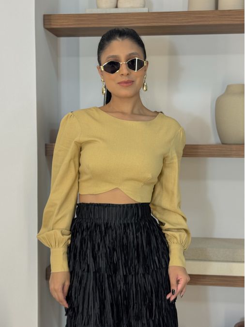 Blusa Linho Lulu Cáqui - Loja La Mina 