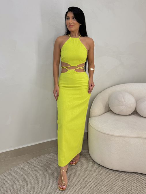 Vestido Midi Nápoles Verde - Loja La Mina 