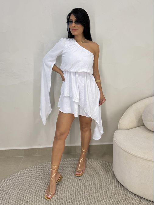 Vestido Nula Manga Becca Branco - Loja La Mina 