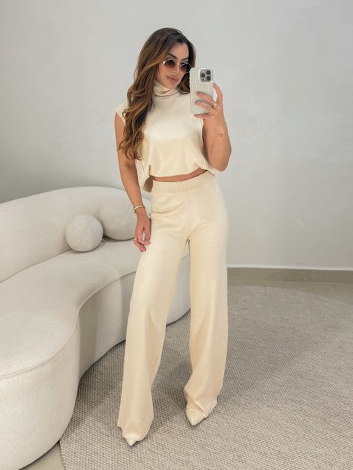 Conjunto Tricot Jamile Areia - Loja La Mina 