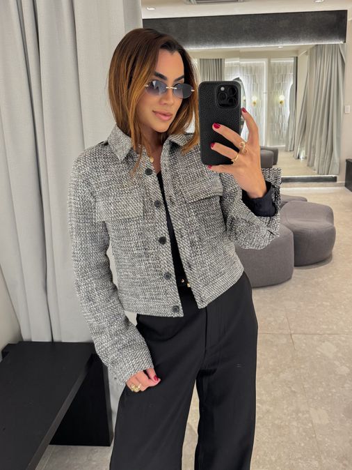 Casaco Tweed Preto - Loja La Mina 