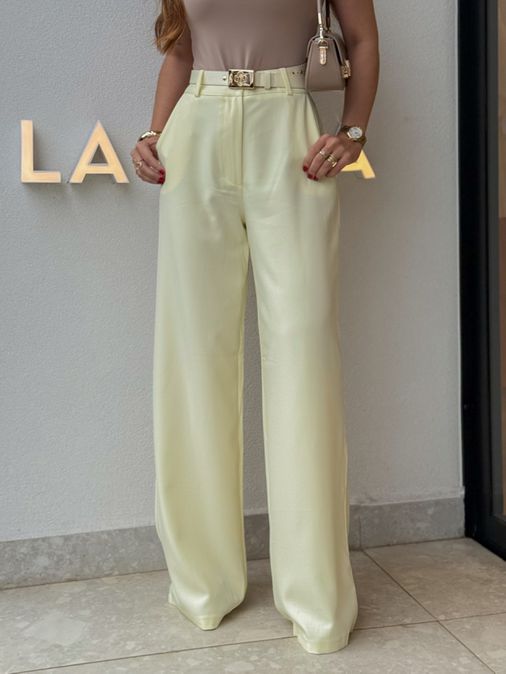 Calça Pantalona Beatriz Manteiga - Loja La Mina 