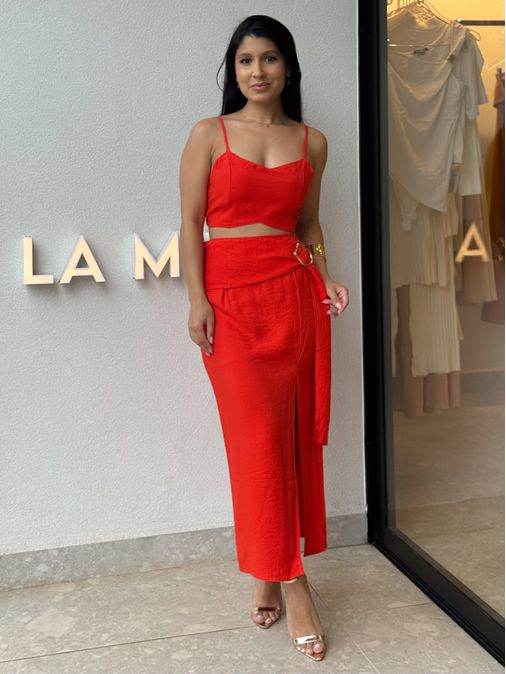 Conjunto Saia Anne Vermelho - Loja La Mina 