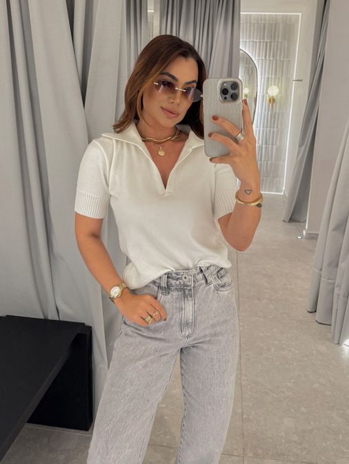Blusa Gola Polo Eleonora Off - Loja La Mina 