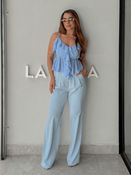 Calça Pantalona Kenia Azul - Loja La Mina 