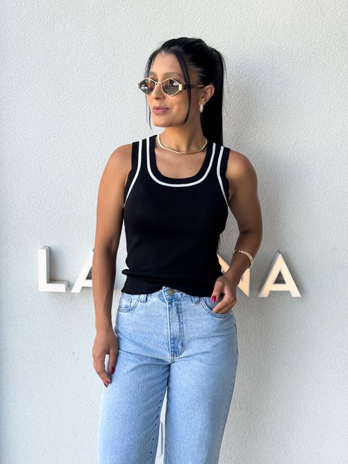 Blusa Regata Nicole Preta - Loja La Mina 