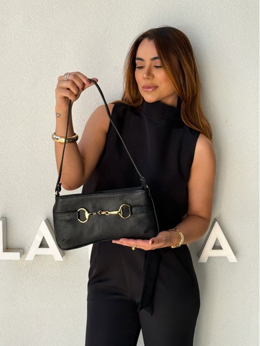 Bolsa Couro Renata Preto - Loja La Mina 