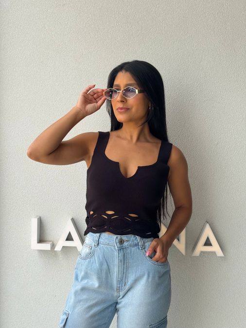 Blusa Tricot Sol Preto - Loja La Mina 
