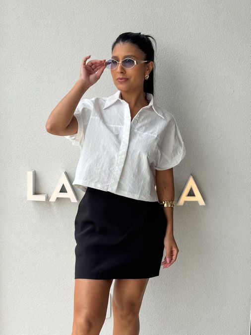 Camisa Cropped Jessica Branco - Loja La Mina 