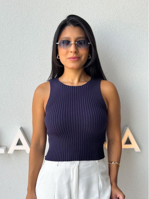 Cropped Tricot Celinne Marinho - Loja La Mina 