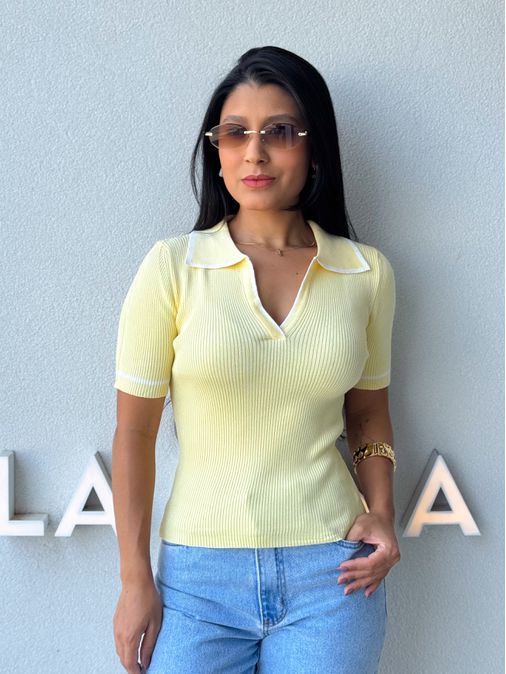 Blusa Gola Polo Leda Amarela - Loja La Mina 