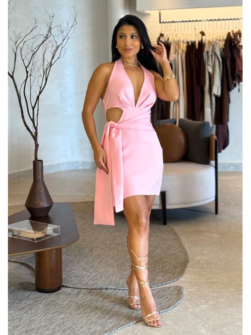 Vestido Decote Betina Rosa - Loja La Mina 