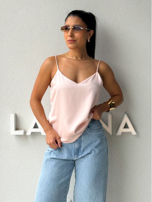 Blusa Cetim Cristiane Rosa - Loja La Mina 