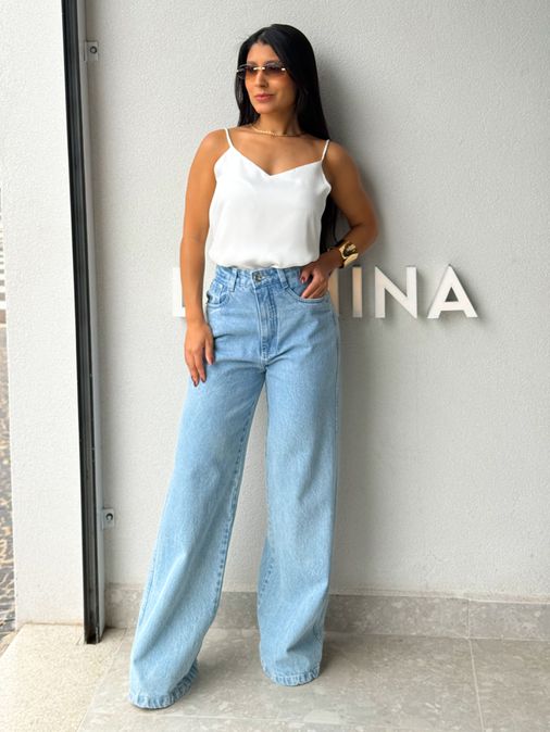 Calça Wide Leg Jeans Aria - Loja La Mina 