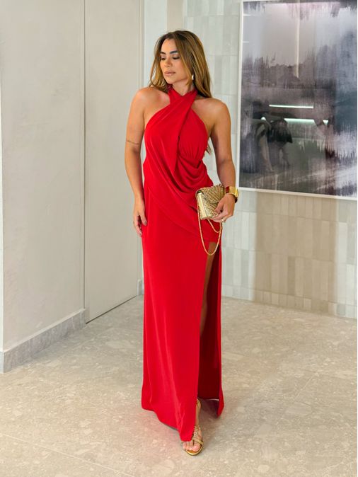 Vestido Longo Claudia Vermelho - Loja La Mina 