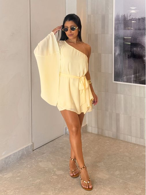 Macaquinho Bata Francine Amarelo - Loja La Mina 