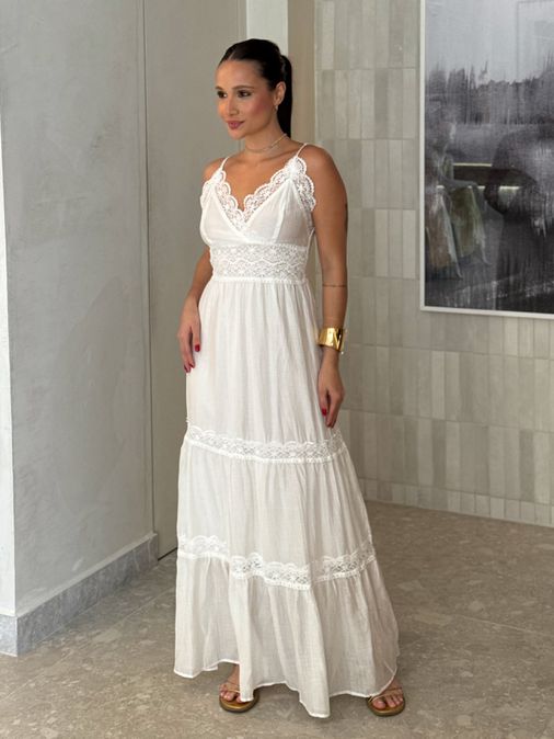 Vestido Chiffon Érica Branco - Loja La Mina 